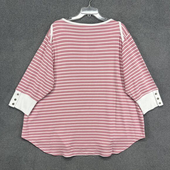 Jane & Delancey Top‎ Womens Plus 3X Pink White Striped Tunic - Picture 11 of 15